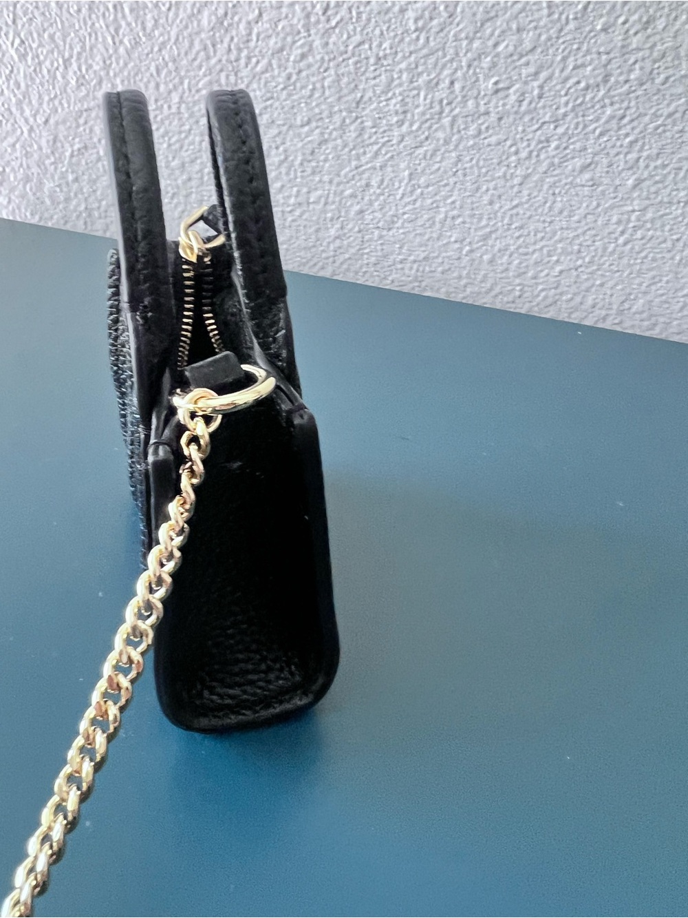 Marc Jacobs Black Mini Tote Bag with Gold Chain BAG CHARM - Picture 7 of 8